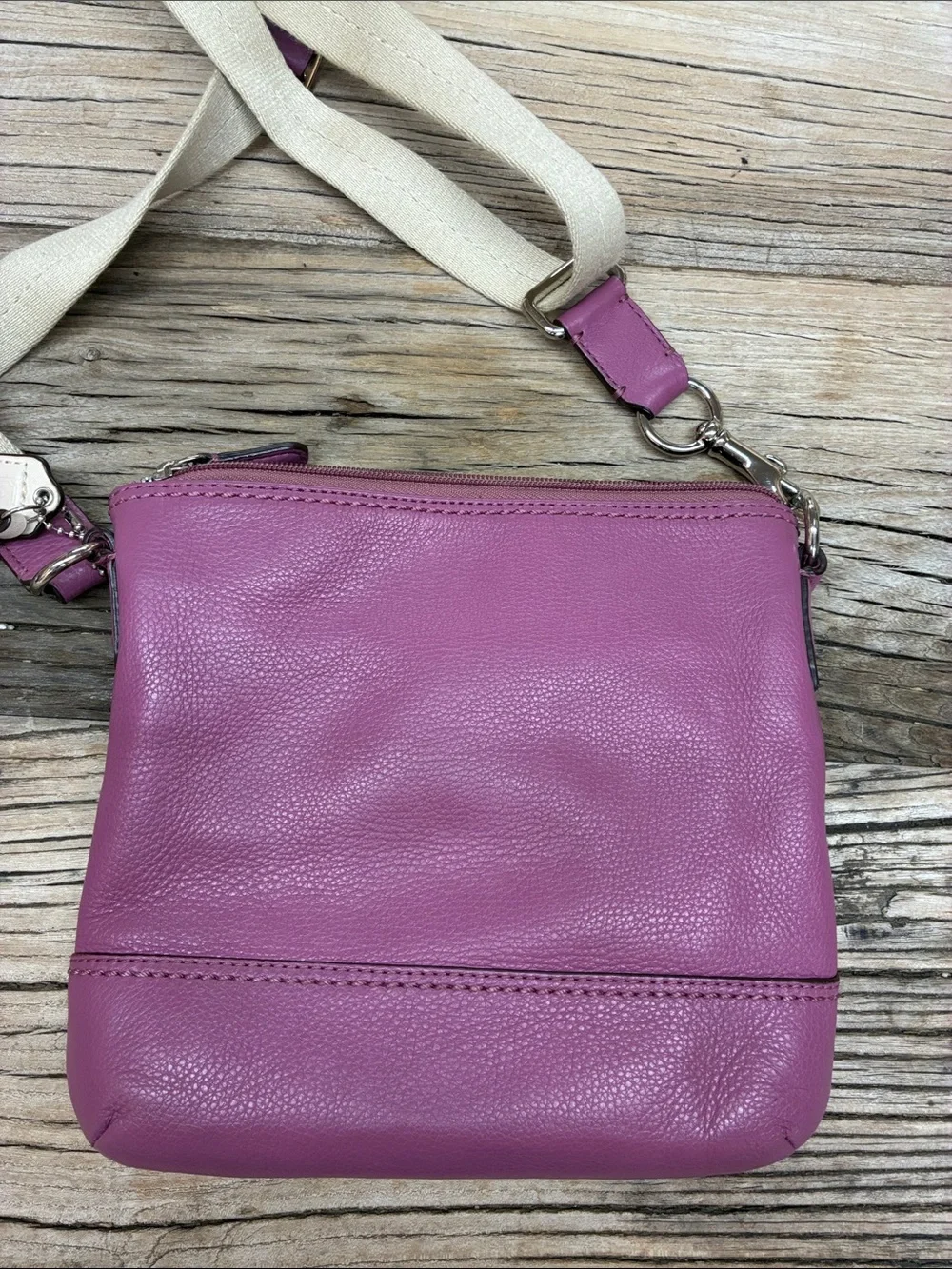 Authentic Coach Park Leather Swingpack Purple Crossbody F49170